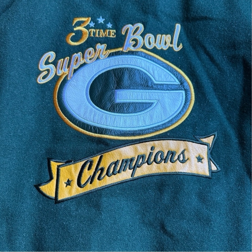 GB Packers Vintage Jacket w/a Wool Blend Body & Cream-Colored Leather Sleeves - Picture 11 of 16